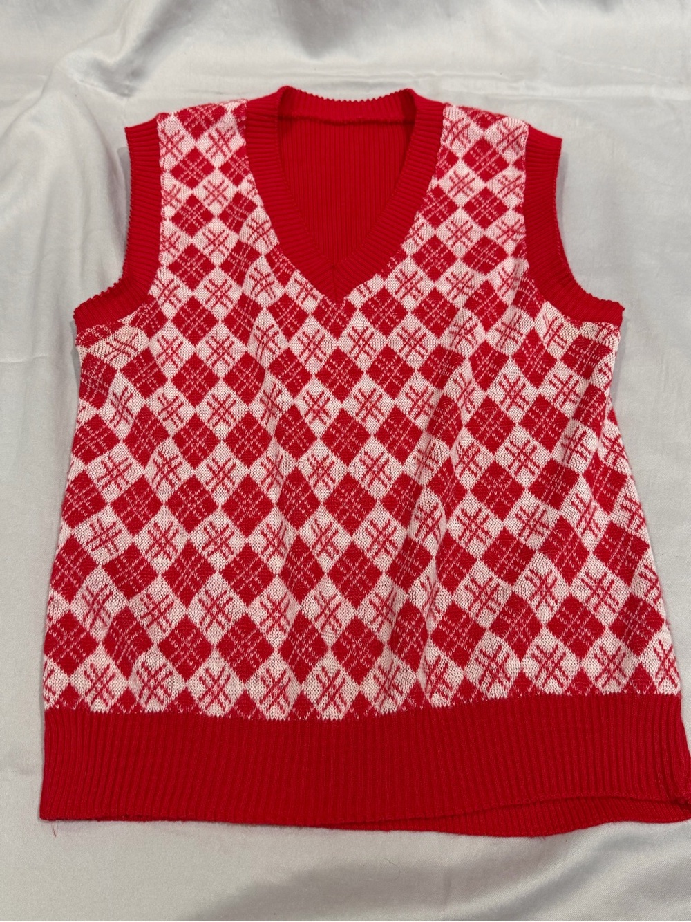 Vintage 60’s-70’s Red Argyle Knit Sweater Vest